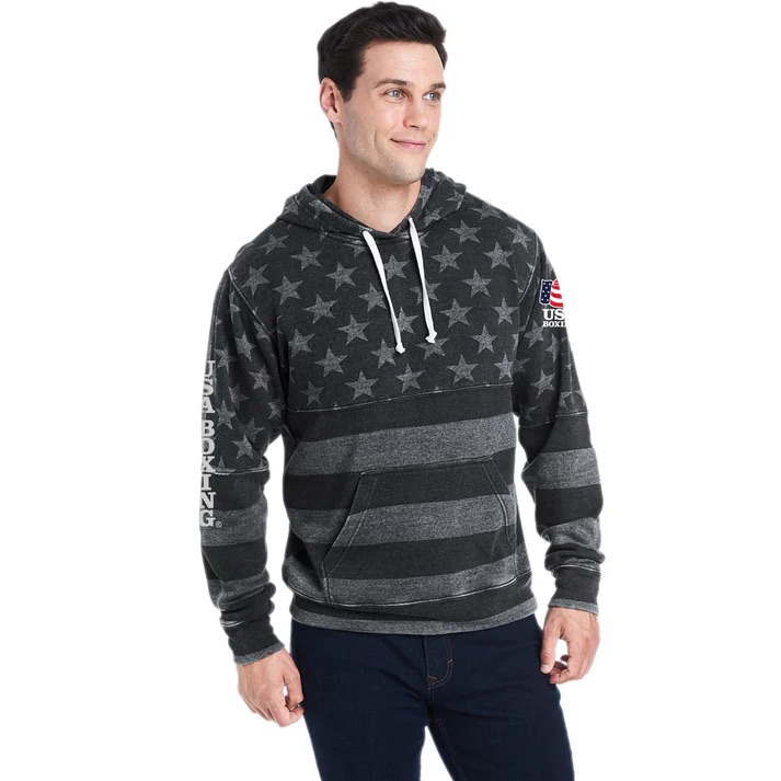 Stars and Stripes Adult Triblend Pullover Fleece Hooded Sweatshirt